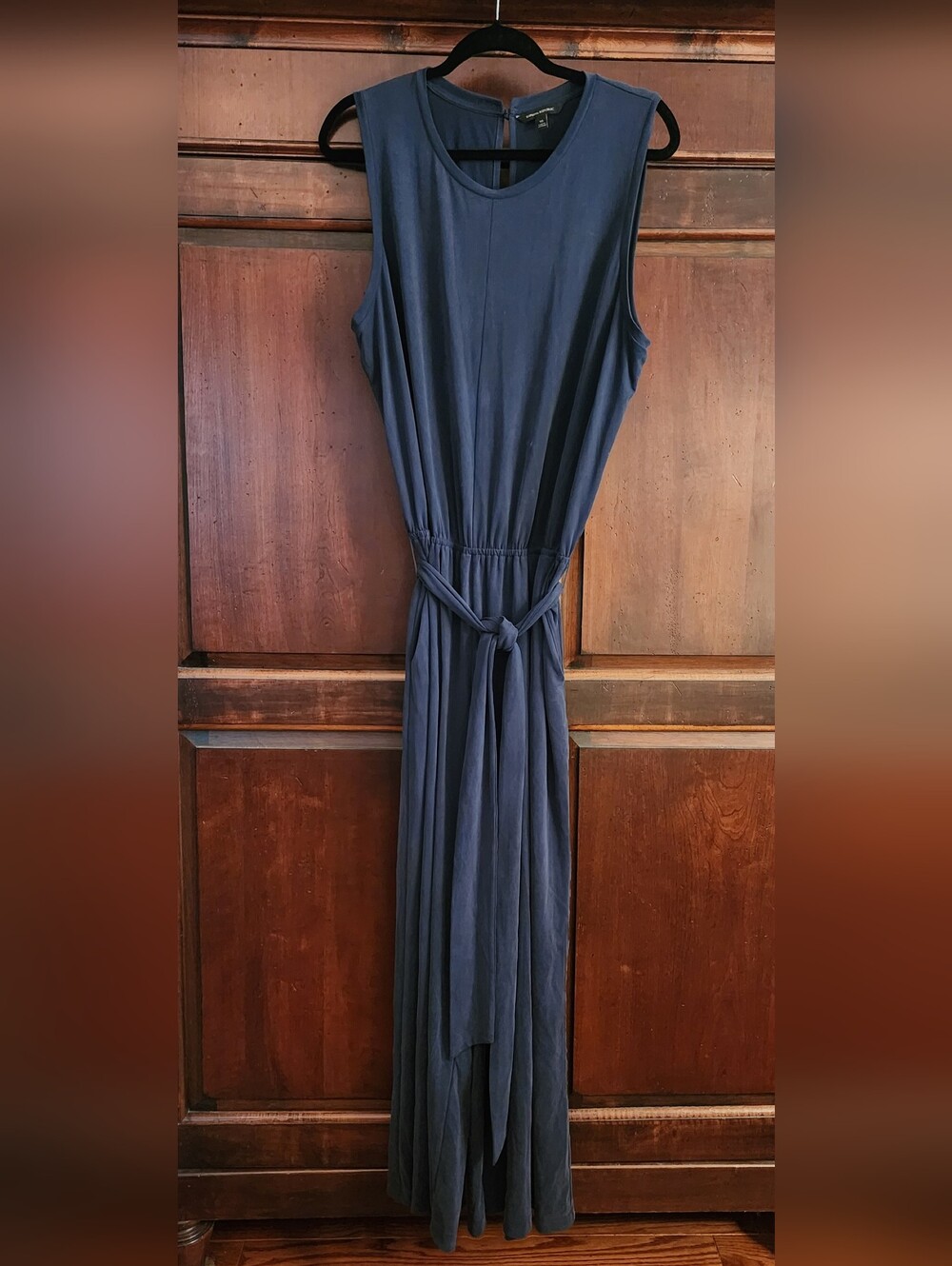 Banana Republic Sleeveless Knit, Navy, Wide Leg Jumpsuit with Waist Tie, Size 16